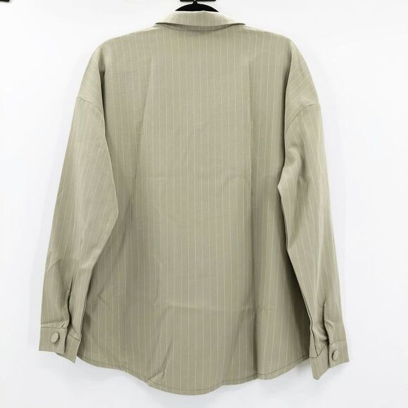 NWT Urban Outfitters Daisy Street Olive Green Pinstripe Button Down Shirt Size X - Picture 2 of 2